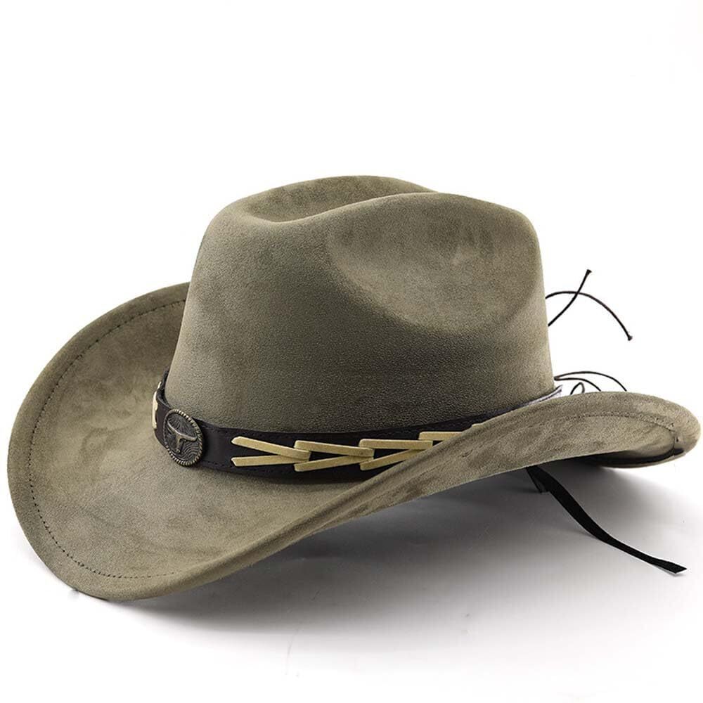 9798 Western Cowboy Hat with Band Wide Brim Suede Cowboy Cowgirl Hat